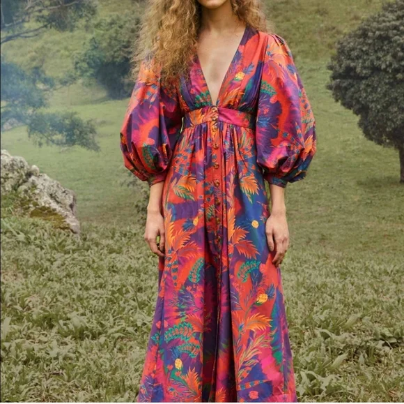 Farm Rio Tie Dye Forest Maxi Dress - Picture 7 of 7